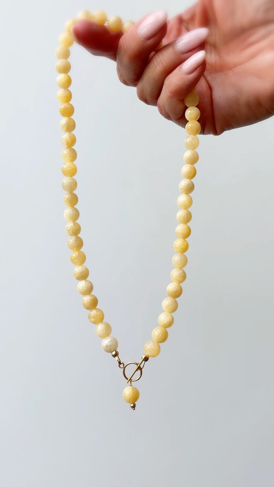 Yellow honey jade necklace